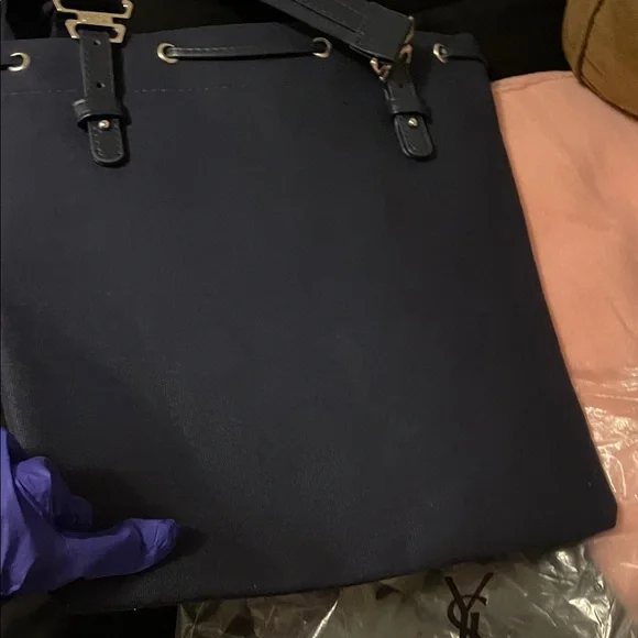 Yves Saint Laurent Dark Blue Tote with Gold Logo - Picture 13 of 17